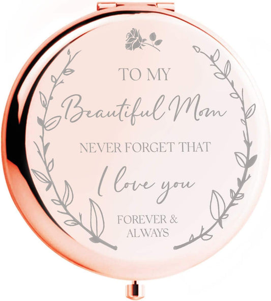 'I Love You Mom' Rose Gold Magnified Makeup Mirror - Sentimental Mother'S Day Gift