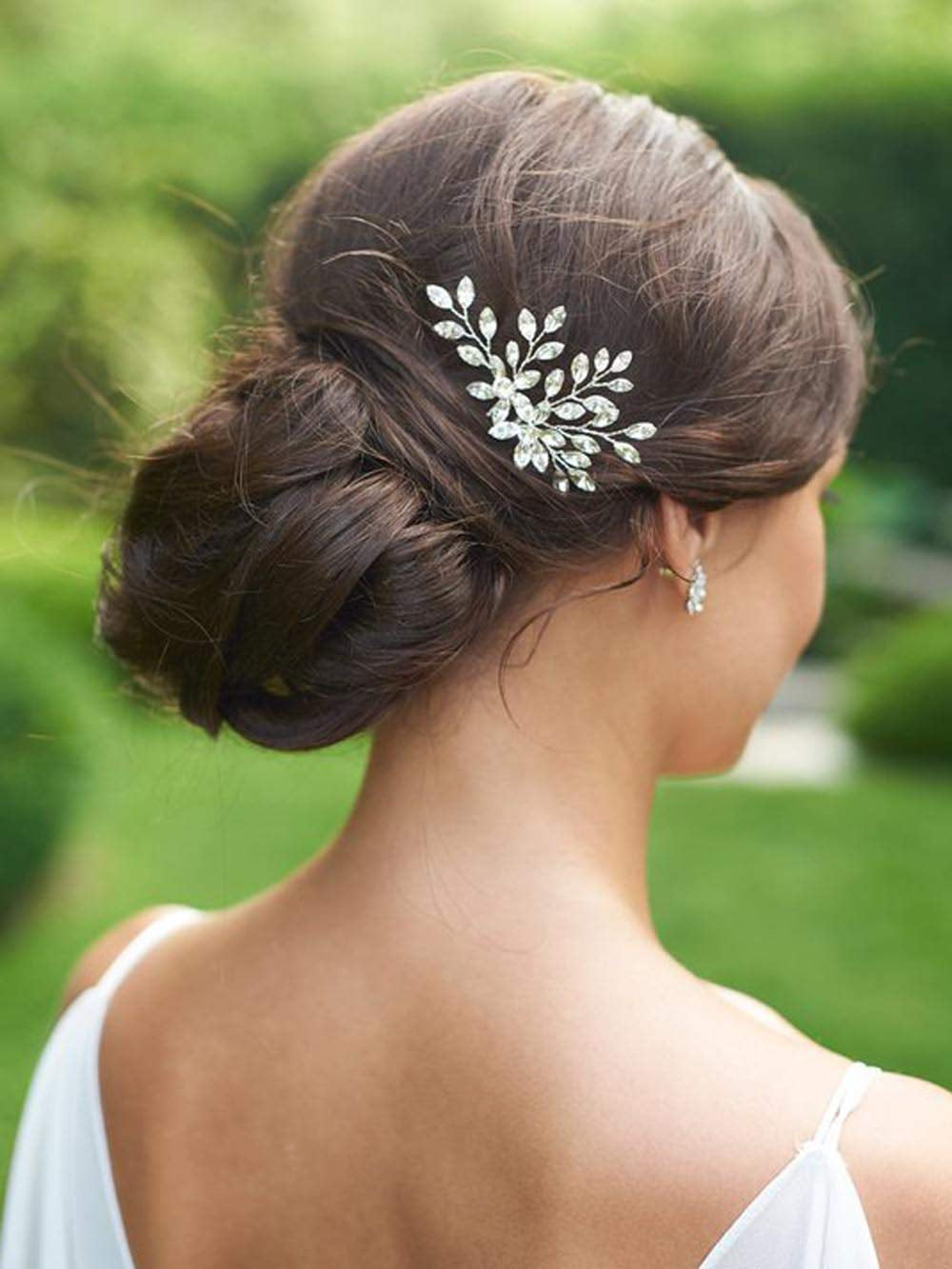 Unicra Rhinestone Bride Wedding Hair Pins Bridal Hair Clips Crystal Hair Piece Decorative Bridesmaids Hair Accessories for Women and Girls Pack of 2 (A-Silver)
