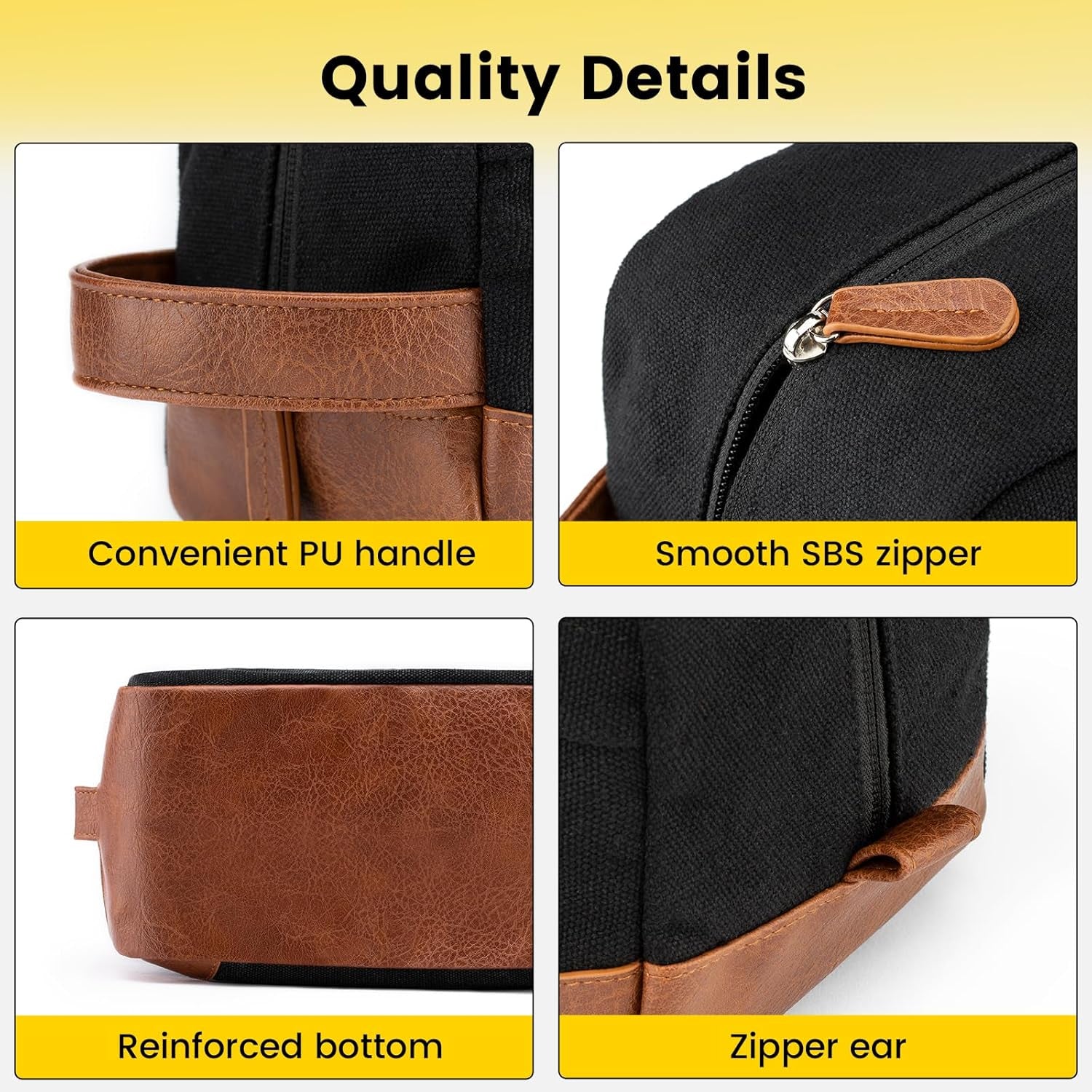 Vorspack Toiletry Bag Hanging Dopp Kit for Men Water Resistant Canvas Shaving Bag with Large Capacity for Travel- Black