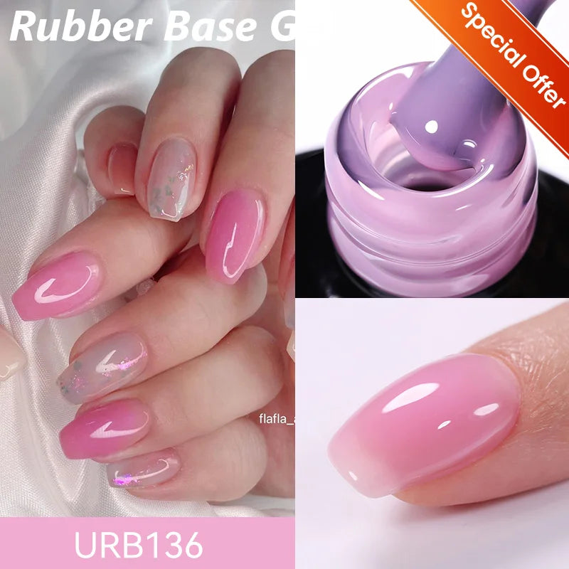 7ML Fiber Rubber Base Gel for Broken Nail Repaired Fiberglass Clear Quick Building UV Construction Gel Soak off Varnish