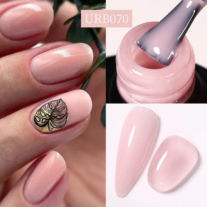 7ML Fiber Rubber Base Gel for Broken Nail Repaired Fiberglass Clear Quick Building UV Construction Gel Soak off Varnish