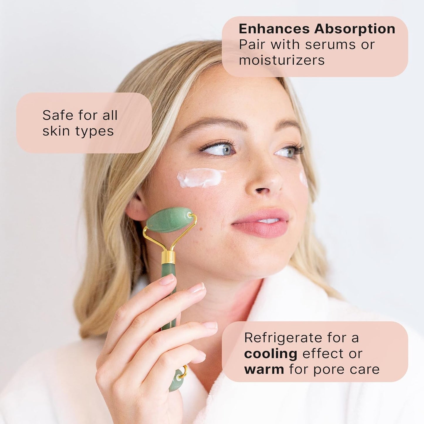 Beauty by Earth Jade Roller for Face - Smoothes Fine Lines & Wrinkles, Face Massager Skin Care Tools with Small Eye Roller for Puffy Eyes, De-Puffing & Firming Facial Tool, Self Care Gifts for Women