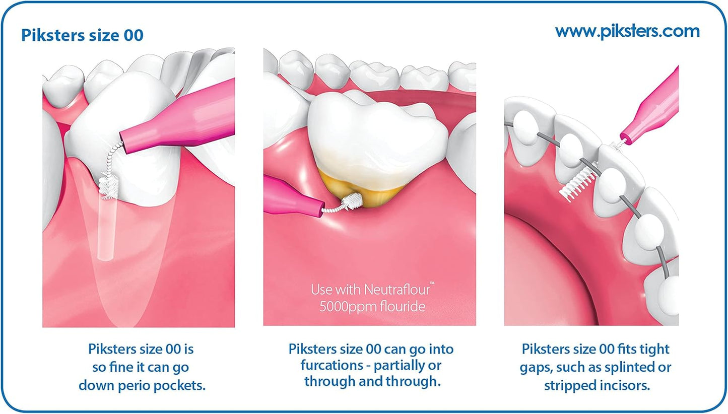 Piksters Interdental Brushes, 40 Pk, Size 00, Interdental Tooth Brush for Extremely Tight Gaps, Gum Soft Bristles for Plaque Removal, Safe for Braces