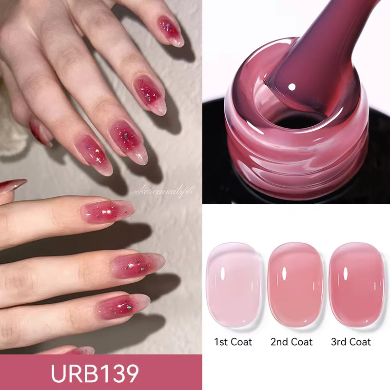 7ML Fiber Rubber Base Gel for Broken Nail Repaired Fiberglass Clear Quick Building UV Construction Gel Soak off Varnish