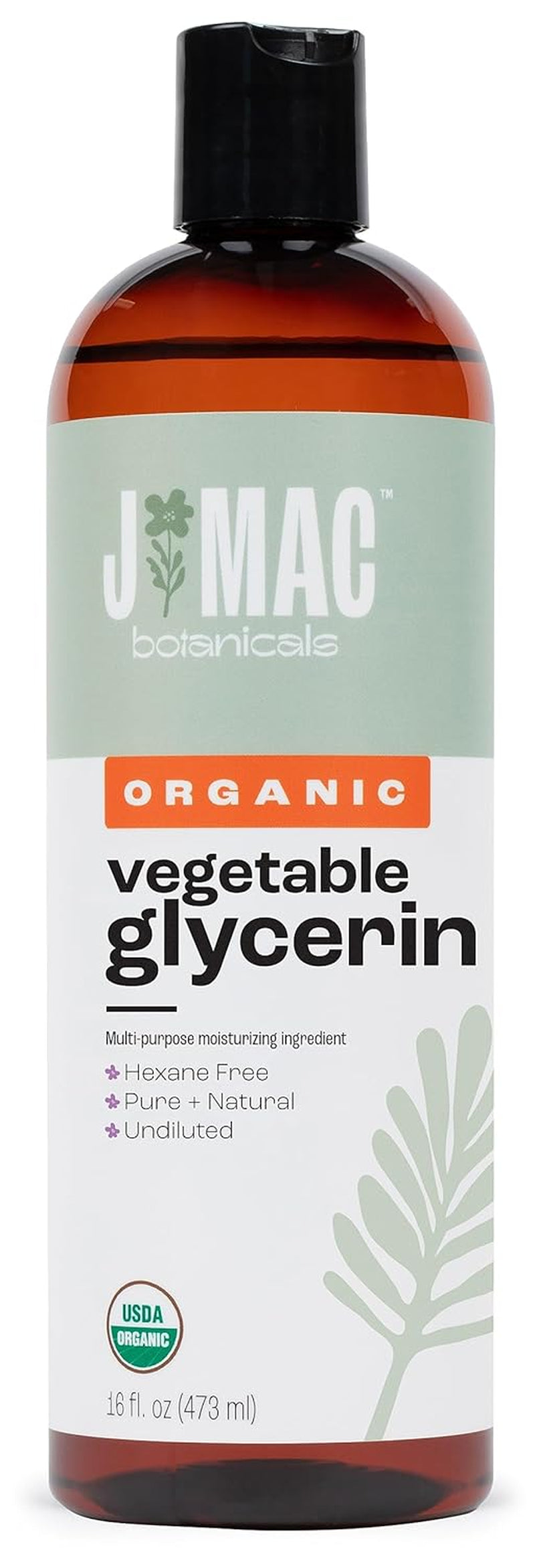 J MAC BOTANICALS, Organic Vegetable Glycerin Oil (16Oz Bottle) Moisturizing and Softening, 100% Pure Natural Liquid Organic Glycerine for Crafts, Skin, Face, Hair