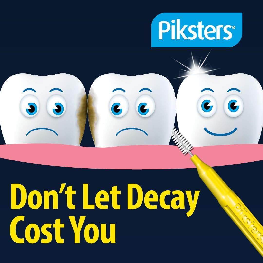 Piksters Interdental Brushes, 40 Pk, Size 00, Interdental Tooth Brush for Extremely Tight Gaps, Gum Soft Bristles for Plaque Removal, Safe for Braces