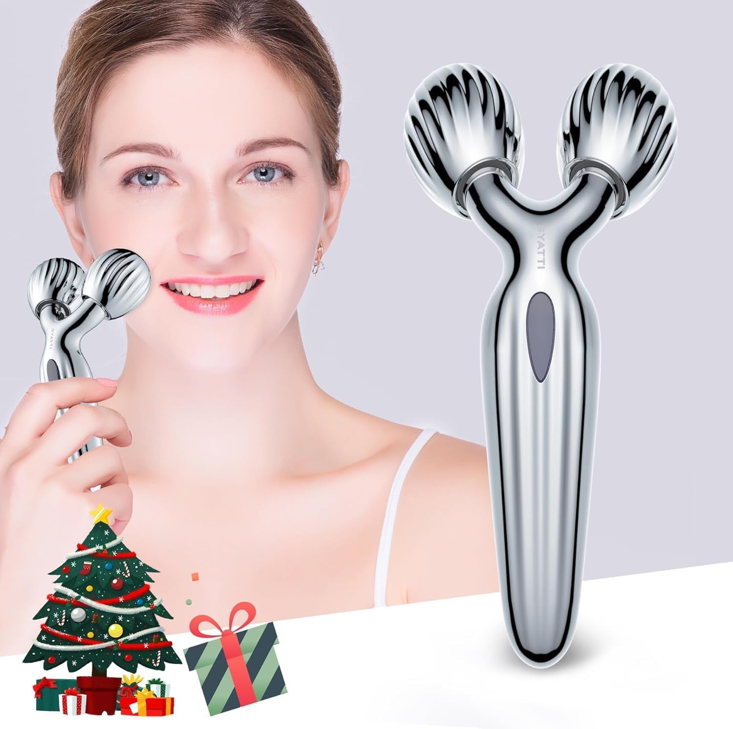 Face Roller Massager, 3D Metal Face Massage Tool for Reduce Puffiness, Remove Eye Wrinkles, Face Lift, Increase Firmness, Anti-Aging, Skin Tightening (Sliver)
