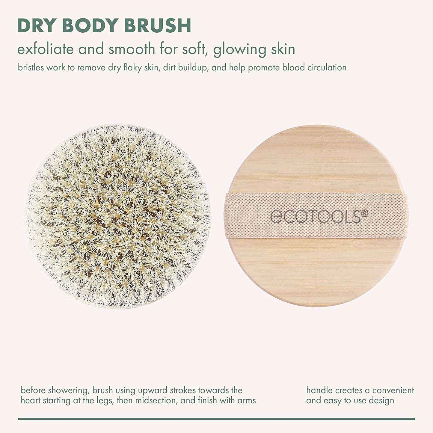 Ecotools Dry Body Brush, Cruelty-Free Bristles Exfoliate & Smooth Skin, Dry Brushing Removes Flaky Skin, May Help Improve Circulation & Tone, Eco-Friendly Skincare Tool, Vegan & Cruelty-Free, 1 Count