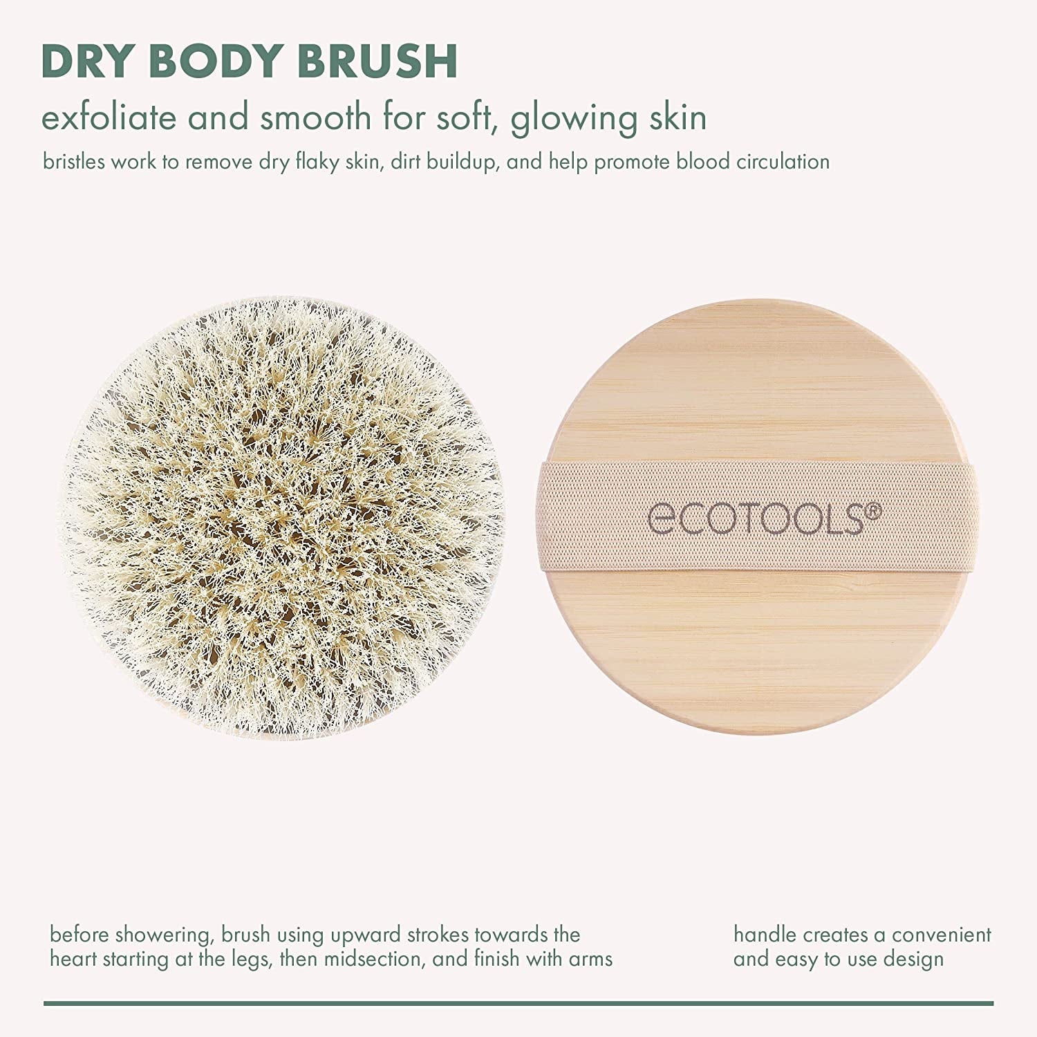 Ecotools Dry Body Brush, Cruelty-Free Bristles Exfoliate & Smooth Skin, Dry Brushing Removes Flaky Skin, May Help Improve Circulation & Tone, Eco-Friendly Skincare Tool, Vegan & Cruelty-Free, 1 Count