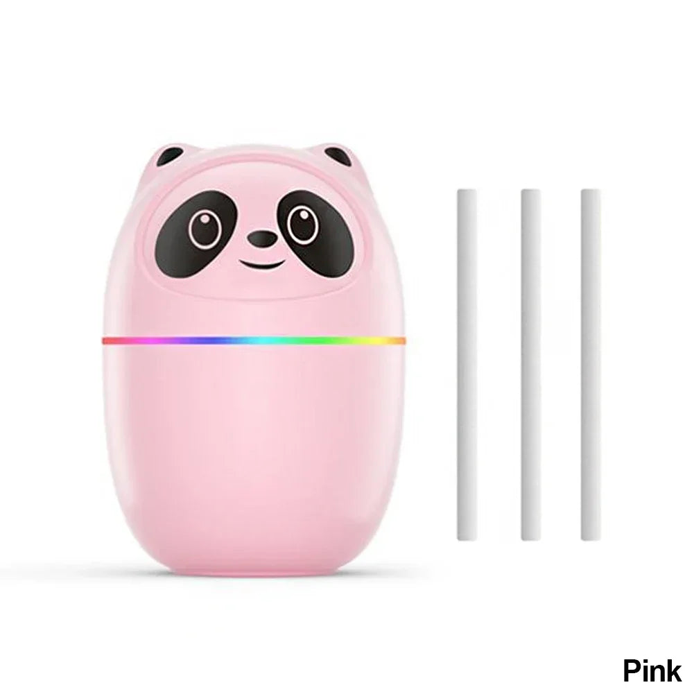 Air Humidifier Cute Panda Aroma Oil Diffuser with Night Light USB Chargeable Cool Mist Sprayer Plants Purifier Humificador