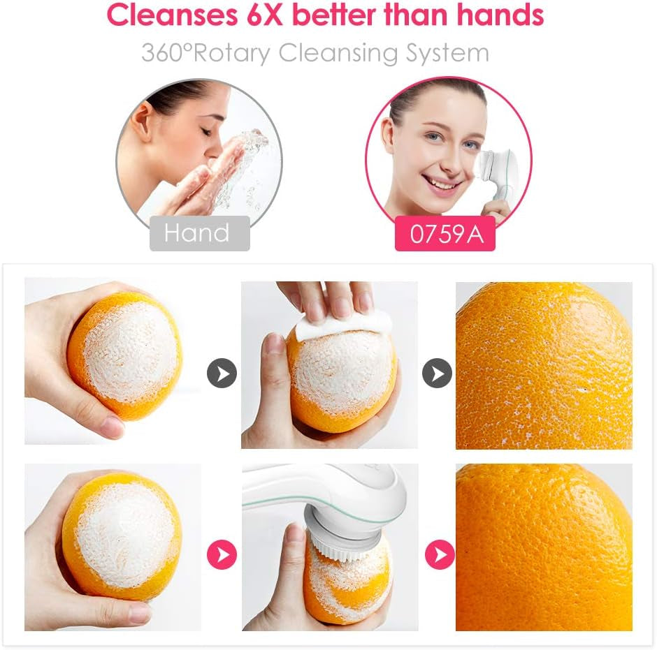 Touchbeauty Facial Cleansing & Exfoliator Brush Set with Travel Case 3 Professional Cleansing Brush Heads for Oil/Sensitive/Combination Skin |Waterproof, Dual Speed