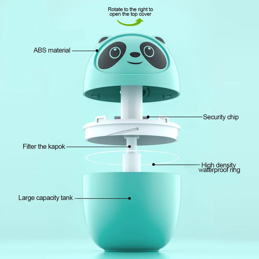 Air Humidifier Cute Panda Aroma Oil Diffuser with Night Light USB Chargeable Cool Mist Sprayer Plants Purifier Humificador