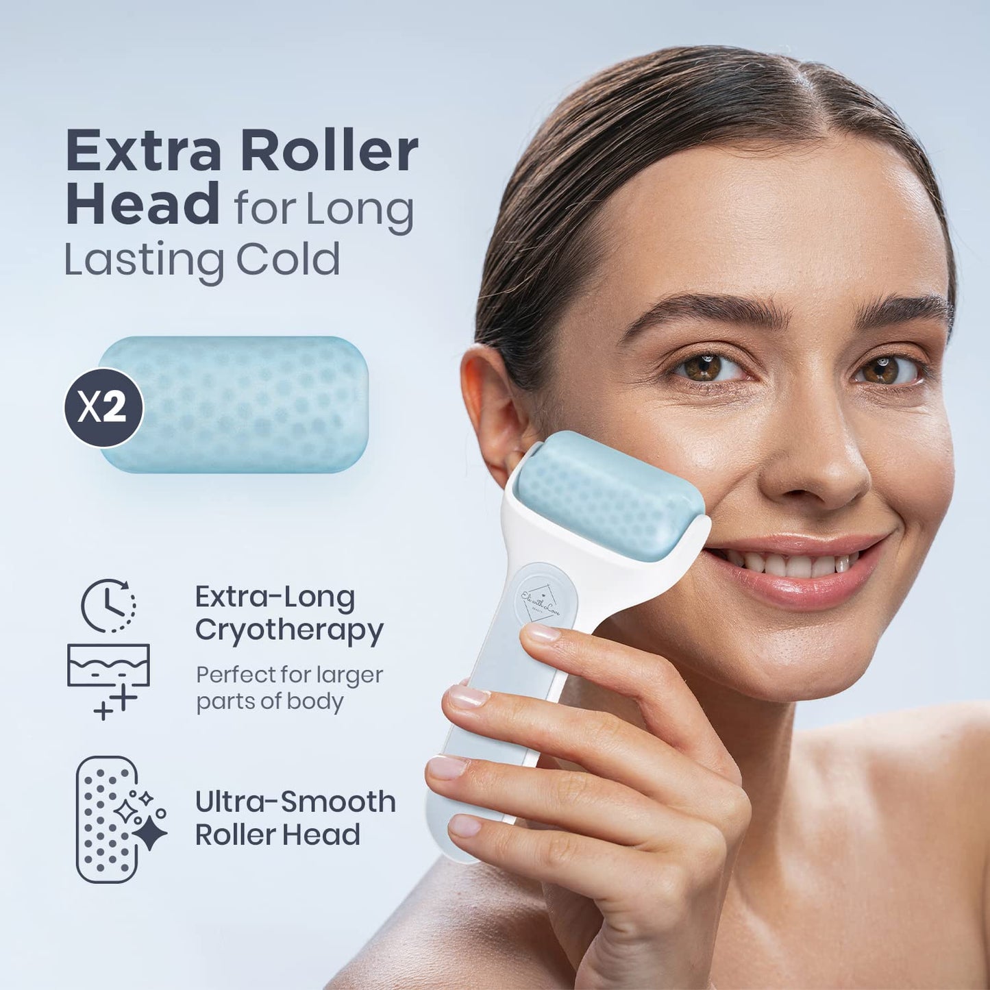 Premium Ice Roller for Face with Carry Case & Advanced Stainless Steel Gua Sha with Silicone Zip Carry Case